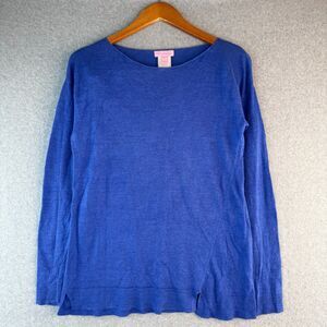 Lily Pulitzer Linen Long Sleeve Crewneck Sweater In Blue Quiet Luxury Size S